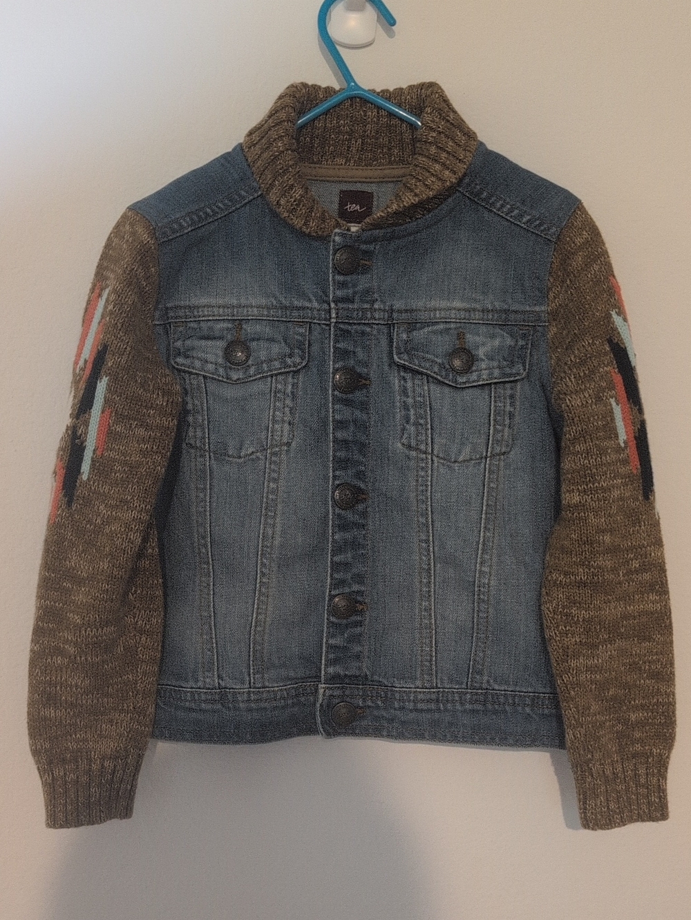 Tea Collection Kids Light Blue Denim & Sweater Jacket